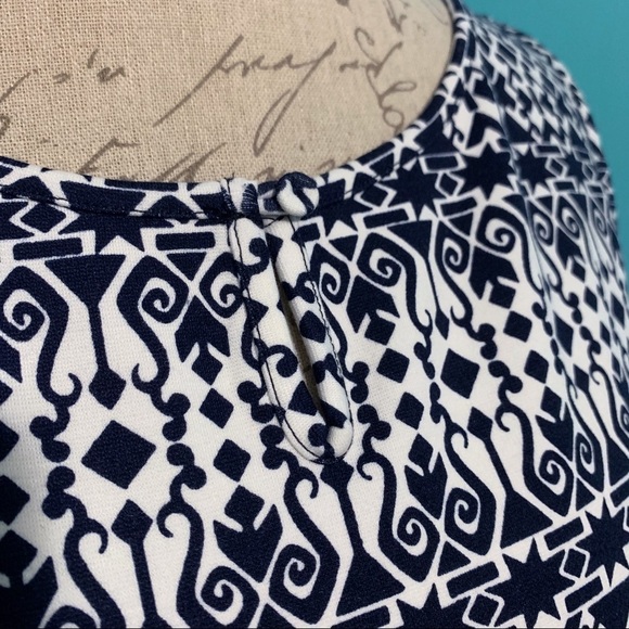 Nwot TALBOTS PETITES Navy/White Printed Dress - Picture 6 of 6